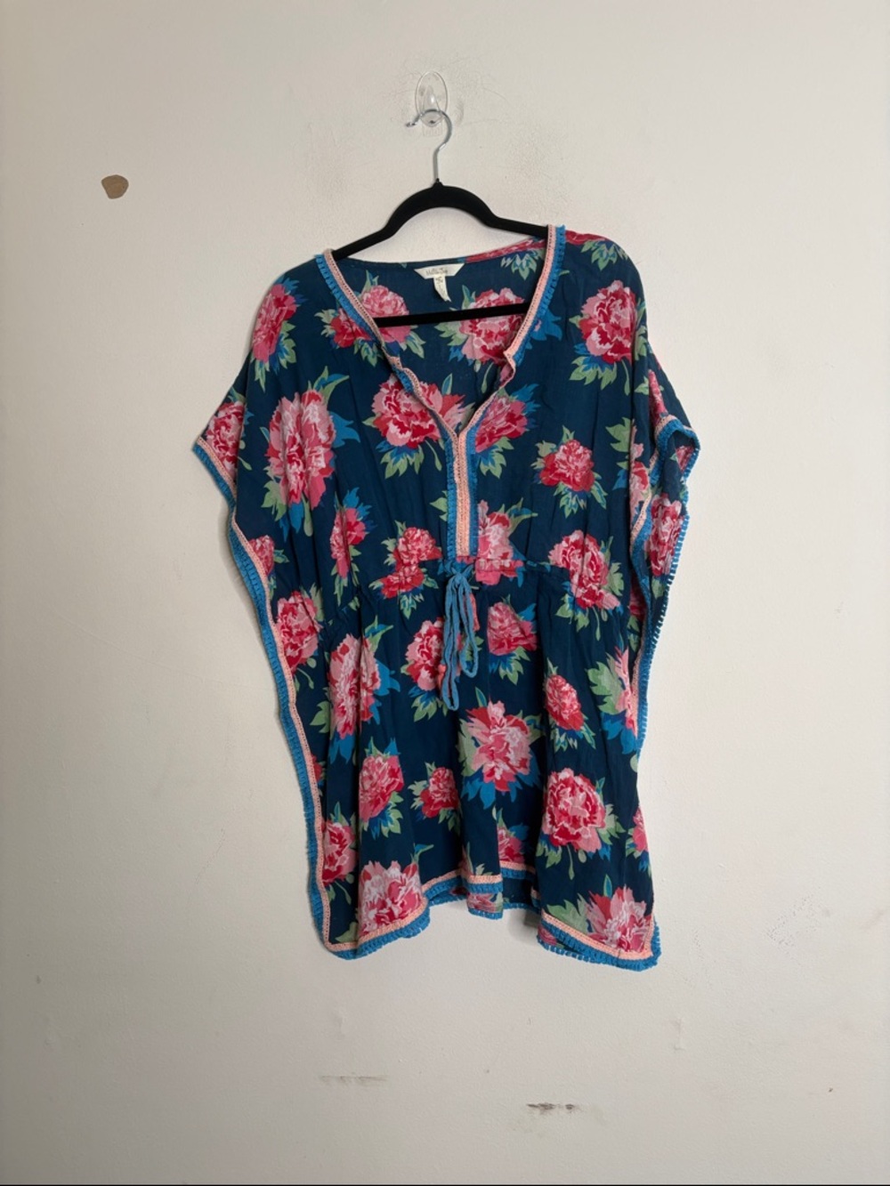 Matilda Jane Teal Floral Kaftan Coverup with Pink Flowers